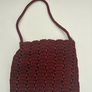 The Sak Maroon Crochet Shoulder Bag